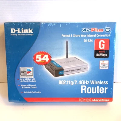 D-Link - DI-524 Wireless Router 54Mpbs Air Plus G w/ Advanced Security NEW - Image 1 of 4