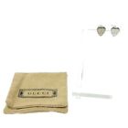 Gucci Earrings Silver Heart Made In Italy Ladies Accessories With Storage Bag