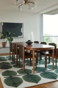 Plants and trees green 100% pure New Zealand wool handmade modern rug