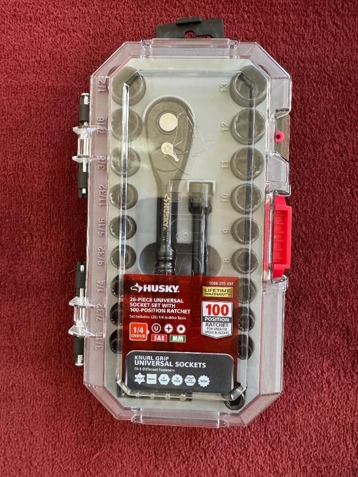 HUSKY 26 Piece Universal Socket Set with 100 Position Ratchet - Image 1 of 1