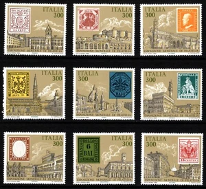 Juego de 9 exposiciones filatélicas OPC 1985 Italia 85 Sc#1651a-i MNH 49528a - Imagen 1 de 1