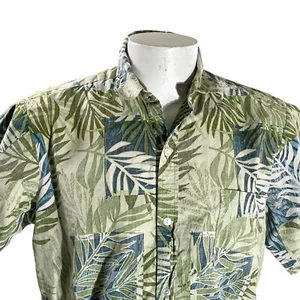 Malihini Hawaiian Shirt Large Floral Reverse Print Pale Green Blue - Picture 1 of 7