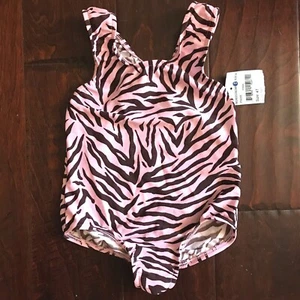 Banana Cabana 1 Piece Baby Bathing Swim Suit Graphic Swimsuit Size 4T Zebra Pink - Picture 1 of 6
