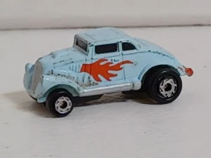 Micro Machines Galoob 1933 Willys Coupe Hot Rod Light Blue & Red Flames Diecast - Picture 1 of 6