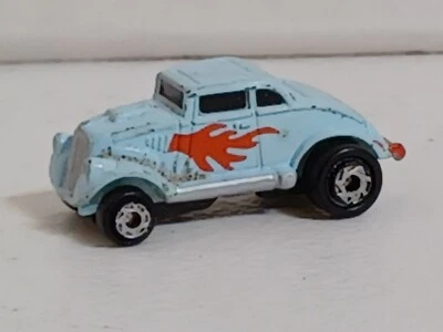 Micro Machines Galoob 1933 Willys Coupe Hot Rod Light Blue & Red Flames Diecast - Image 1 of 4