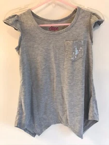 Girls Clothes CIRCO Gray Grey Sequin Pocket Tunic Tee T-Shirt Top S Small Girl - Picture 1 of 10