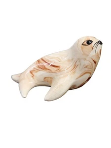 Vintage Alaska Native Clay Pottery Baby Seal Pup Figurine Swirl Pattern - Picture 1 of 7