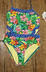 New w/tags Hobie 1 Piece Floral & Polk A Dots Swimsuit Size 10 Girls - Picture 1 of 2