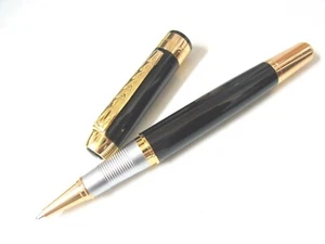 Quality Luxurious Gold Black Solid body Ink Roller Pen + one extra free Refill - Picture 1 of 6