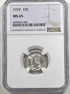 1929 Mercury Dime : NGC MS65 - Picture 1 of 4