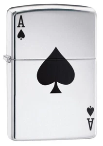 Zippo 24011, Ace of Spades, High Polish Chrome Lighter - Picture 1 of 3