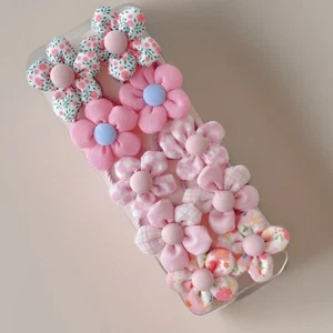 Toddler Girls Spring Cute Pink Flower 10 Pcs Hair Ties Set - Picture 1 of 4