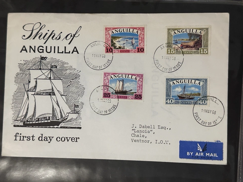 ANGUILLA 1968 FDC SHIPS OF ANGUILLA TO ISLE OF WIGHT ENGLAND (S01L) — 第 1/2 张图片