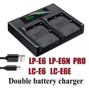 Dual Battery Charger For Canon LP-E6 EOS 5D Mark II III IV 6D Mark II 7D SV 60D - Picture 1 of 4