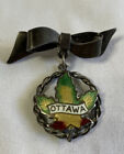 Épingle souvenir feuille d'érable vintage en argent sterling multicolore Ottawa Canada