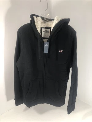 Hollister Hombres Felpa Vellón Forrado Cremallera Sudadera con Capucha Talla M Negra Nueva con Etiquetas Foto 1 de 4