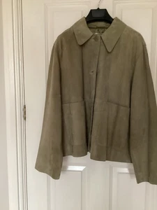 Jigsaw Pure Suede Cropped Jacket, Khaki, 16 NEW WITH TAGS - Picture 1 of 3
