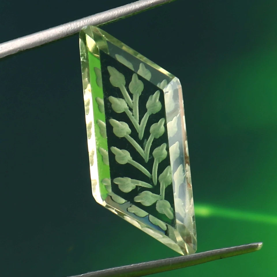 Natural Green Amethyst Hand Made Antique Carving for Jewlery making CA133 - Image 1 of 1