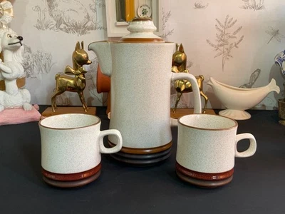 Denby Potters Wheel Coffee Pot and 2 Mugs - Image 1 of 4