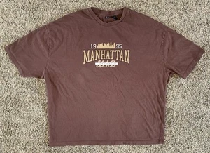 Asos Shirt Mens Large Brown Manhattan New York City Oversized Tee Design - Picture 1 of 7