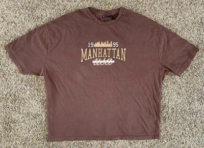 Camisa Asos Para Hombre Grande Marrón Manhattan Ciudad de Nueva York Diseño de Camiseta Grande Foto 1 de 4