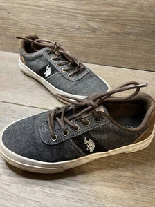 U.S. Polo Assn. Boys Blue Denim Helm Lace Up Sneakers Youth Size 4 - Picture 1 of 9