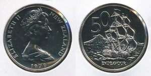 Nueva Zelanda 1979 Cincuenta centavos 50c (HMS Endeavour) - gema sin circular - Imagen 1 de 3