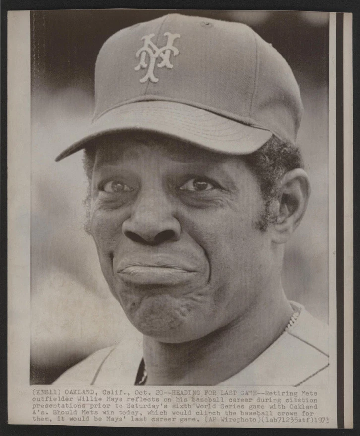 1973 Original Baseball Wire Photo - Heading For Last Game (Willie Mays) - Image 1 of 1