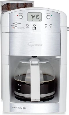 Capresso 464.02 CoffeeTEAM GS 10-Cup Coffeemaker w/ Conical Burr Grinder (White) - Image 1 of 4
