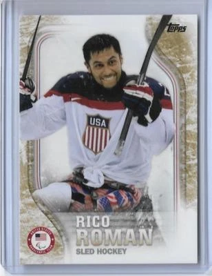 RARE 2018 TOPPS OLYMPICS RICO ROMAN GOLD PARALLEL CARD USA-27 ~ /25  SLED HOCKEY - Image 1 of 2