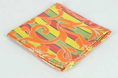 Lord R Colton Masterworks Tripoli Orange & Red Silk Pocket Square - $75 New - Image 1 of 3