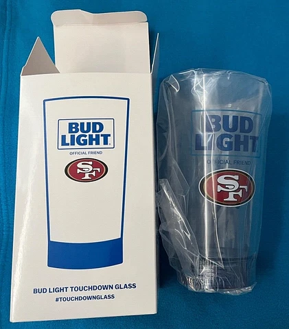 San Francisco 49ers Light Up Touchdown Glass NFL Bud Light Super Bowl Party NEW Cover