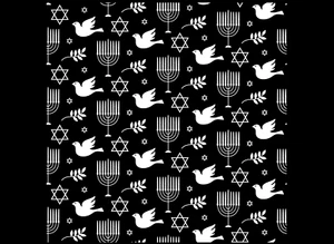 Taube Davidstern Menorah Olivenblattmuster weiß geschmolzenes Glas Aufkleber - Bild 1 von 2
