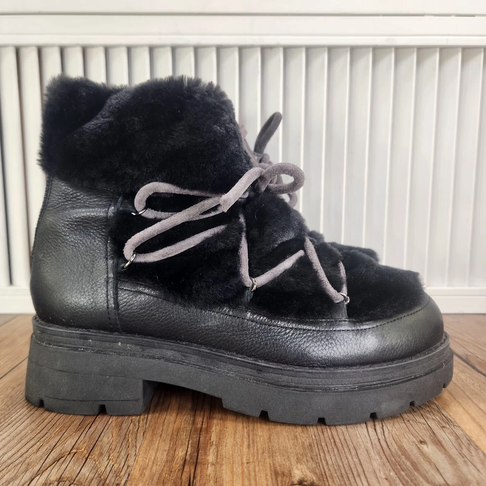 Free People Polar Queen Faux Fur Boots Women Sz 9 EU 39.5 Black Designer Fashion - Image 1 of 4