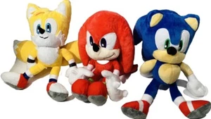 The Sonic Hedgehog Set Of Three 12” Plushies Knuckles shadow Tails New - Picture 1 of 12