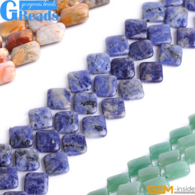 16mm Square Diagonal Sodalite India Agate Jasper Loose Beads Jewelry Making 15” - Image 1 of 4