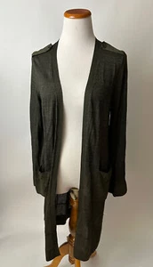 CHICO'S green shimmery lightweight long Duster Cardigan Sweater Size 1 Women's M - Picture 1 of 5