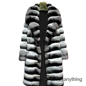 Men's Winter Warm Zebra Faux Fur Coats Single Breasted Mid Length Parka Casual - Picture 1 of 18