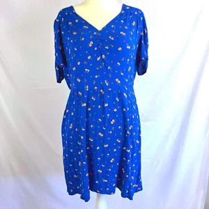 Mini Vestido Floral American Eagle Azul Talla XL Boho Pradera Cottagecore Babydoll - Imagen 1 de 8