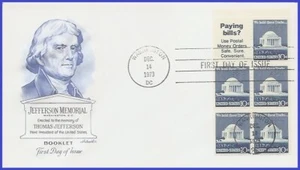 USA4 #1510b U/A Artmaster FDC BKLT5 Jefferson Memorial - Imagen 1 de 1