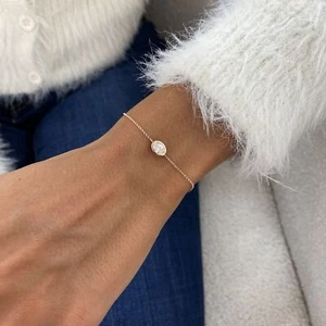 Oval Labcreated Diamond Chain Bracelet 0.52ct E/VS1 Solid 14K Rose Gold - Picture 1 of 7