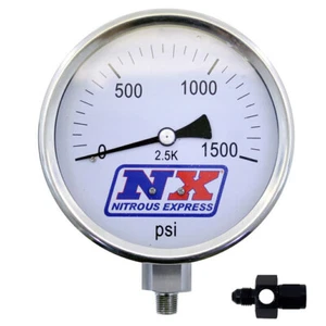 15542 Nitrous Express 4" Nitrous Pressure Gauge (Liquid Filled), w/ -6AN Adapter - Picture 1 of 1