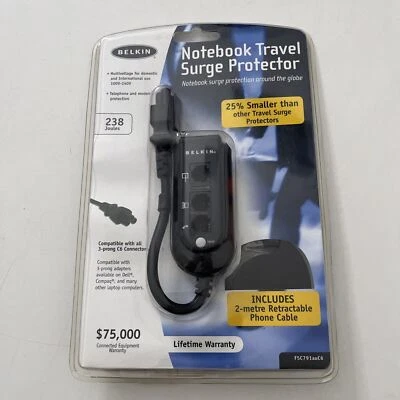Belkin Notebook Surge Protection Includes 2m Retractable Phone Cable *New* - Image 1 of 4
