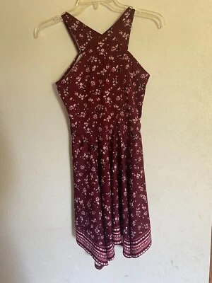Abercrombie Kid’s Flower Red Chiffon Dress Size XL Wide Straps - Imagem 1 de 4