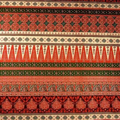 Byzantine Print, Red, Ivory, & Pine Green Cotton by Jackii Jones, One Yard - Image 1 of 3