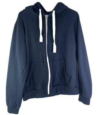 Chaqueta con capucha Doublju para hombre 1X azul marino con cremallera Foto 1 de 4