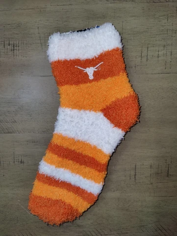 Texas Longhorns Women's Fuzzy NCAA Ankle Team Sleep Socks Medium Cover