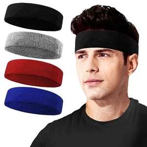 4 Pcs Sweatbands Sweat Head Bands for Men & Women Sport Headbands Moisture Wi... - Picture 1 of 7