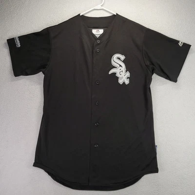 Camiseta deportiva de los Chicago White Sox juvenil grande majestuosa negra logotipo de transferencia de calor base fresca Foto 1 de 4