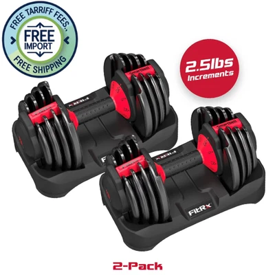 2 Pack FitRx Adjustable Dumbbells Set 25lb SmartBell with Quick-Select Weights